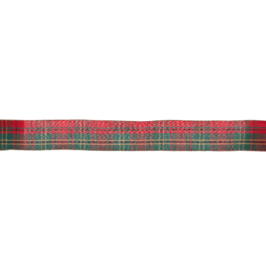6.3 CM RED AND GREEN VELVET TARTAN RIBBON