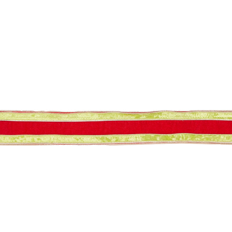 6.3 CM DOUBLE STRIPE RED AND GOLD VELVET RIBBON