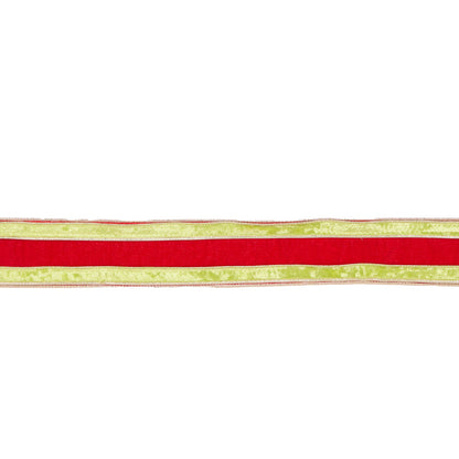 6.3 CM DOUBLE STRIPE RED AND GOLD VELVET RIBBON