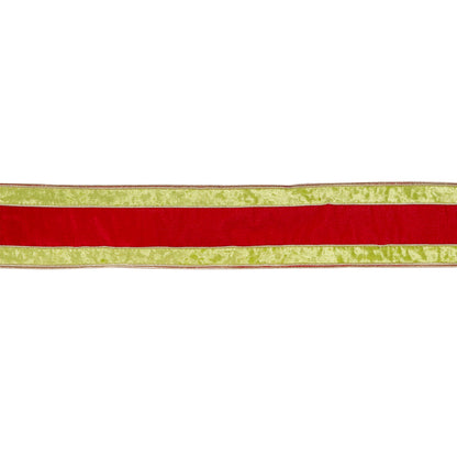 10 CM DOUBLE STRIPE RED AND GOLD VELVET RIBBON