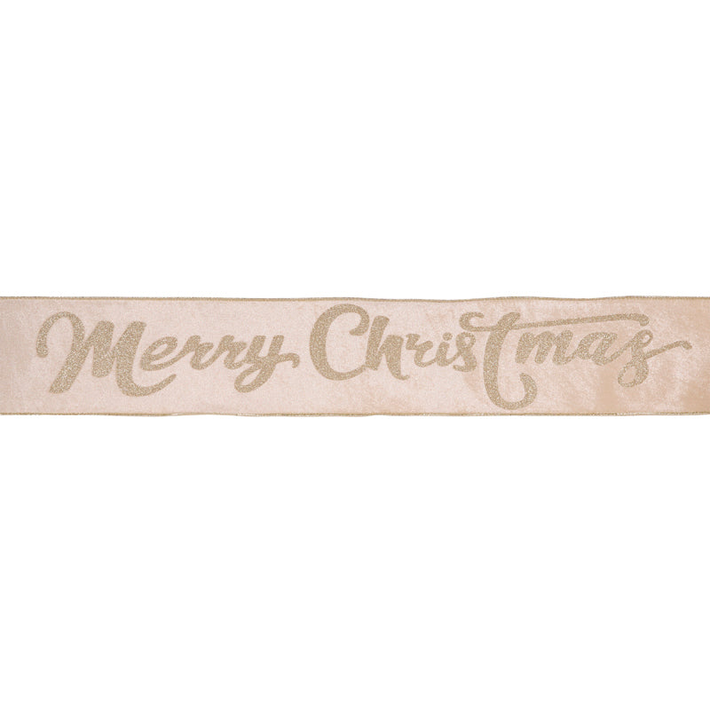 10 CM GOLD 'MERRY CHRISTMAS' VELVET RIBBON