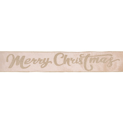 10 CM GOLD 'MERRY CHRISTMAS' VELVET RIBBON