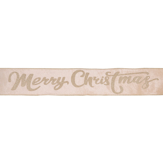 10 CM GOLD 'MERRY CHRISTMAS' VELVET RIBBON