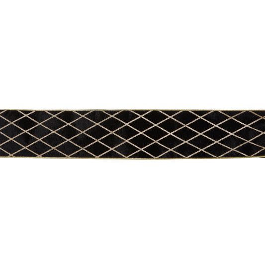 10 CM BLACK DIAMOND LATTICE VELVET RIBBON