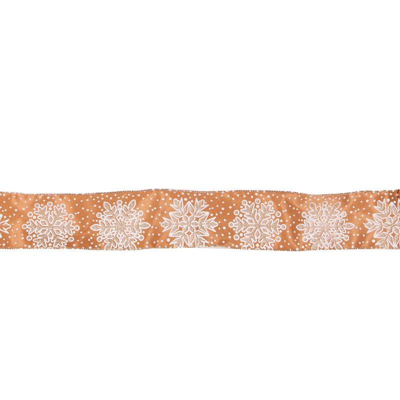 6.3 CM GINGERBREAD SNOWFLAKE VELVET RIBBON