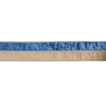 10 CM BLUE AND CHAMPAGNE DOUBLE LAYERED VELVET RIBBON