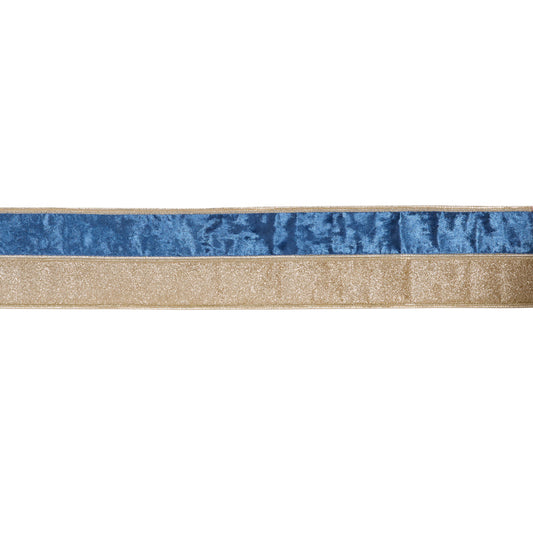 10 CM BLUE AND CHAMPAGNE DOUBLE LAYERED VELVET RIBBON