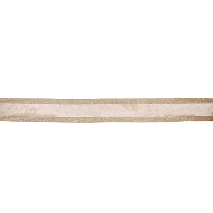 6.3 CM DUSTY PINK AND CHAMPAGNE DOUBLE STRIPED VELVET RIBBON