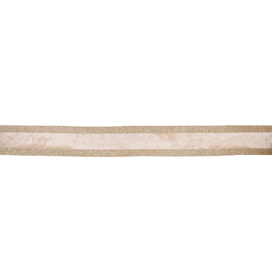 6.3 CM DUSTY PINK AND CHAMPAGNE DOUBLE STRIPED VELVET RIBBON