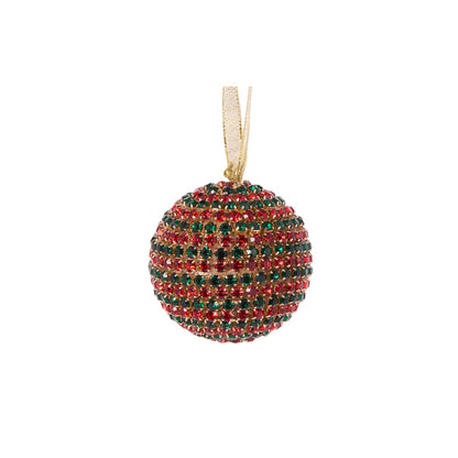 7 CM RED AND GREEN CRYSTAL BAUBLE