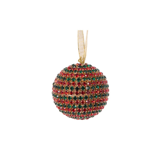 7 CM RED AND GREEN CRYSTAL BAUBLE
