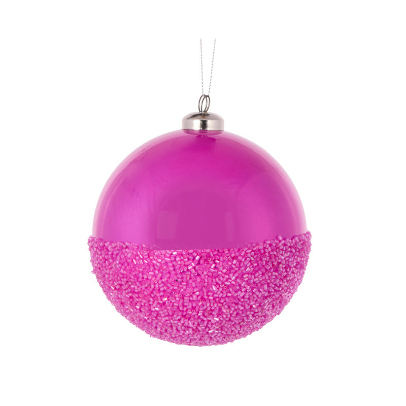 12 CM SPRINKLE DIPPED FUSCHIA BAUBLE