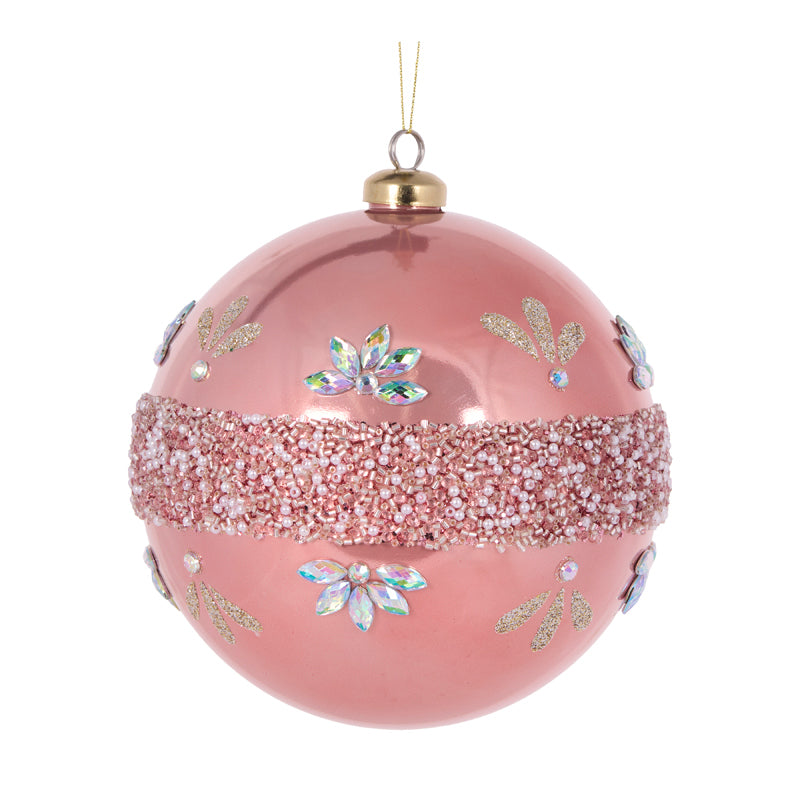 15 CM PEARL PINK EMBELLISHED BAUBLE