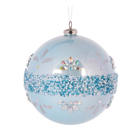 15 CM PEARL LIGHT BLUE EMBELLISHED BAUBLE
