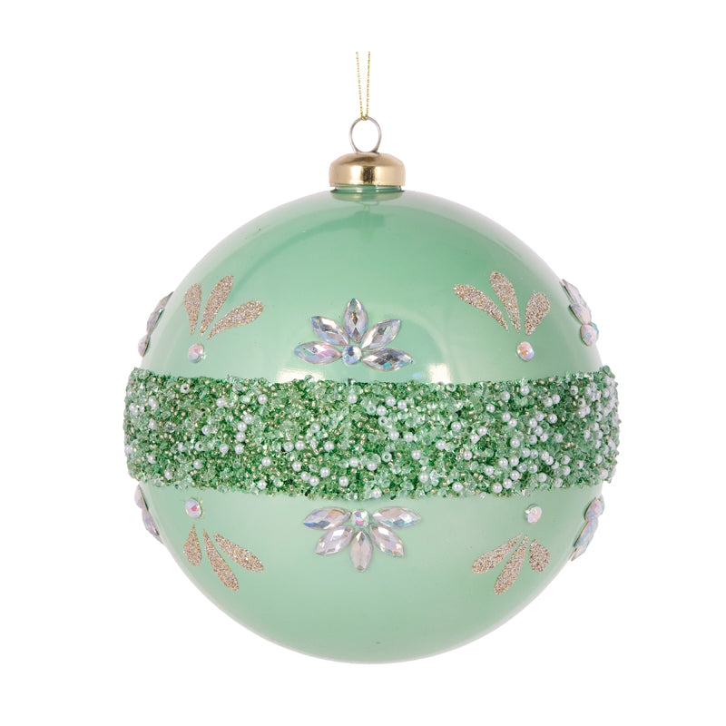 15 CM PEARL MINT EMBELLISHED BAUBLE
