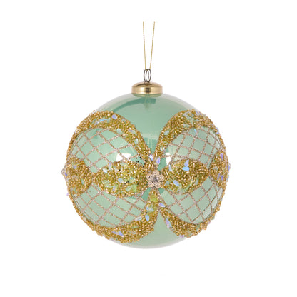 15 CM PEARL MINT ORNATE BAUBLE