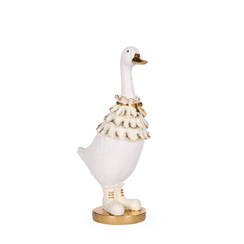 WHITE AND GOLD REGAL DUCK WITH CAPE