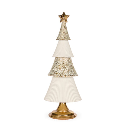 41 CM WHITE AND GOLD LAYERED TREE