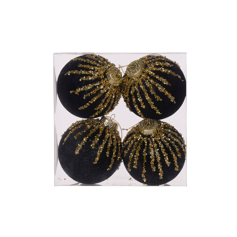 4 PK BLACK VELVET DRIP BAUBLE