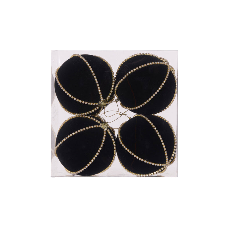 4 PK BLACK VELVET PEARL BAUBLE