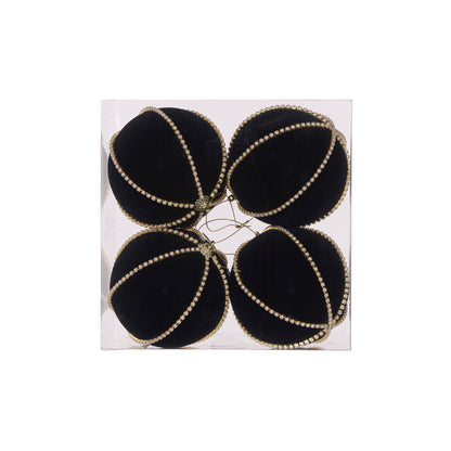 4 PK BLACK VELVET PEARL BAUBLE