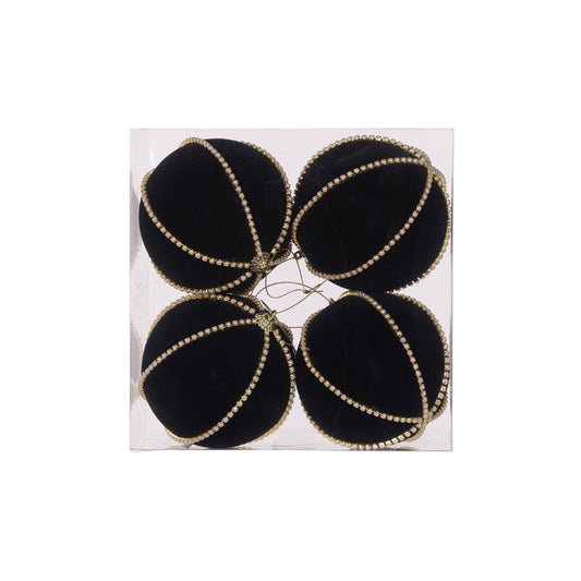 4 PK BLACK VELVET PEARL BAUBLE