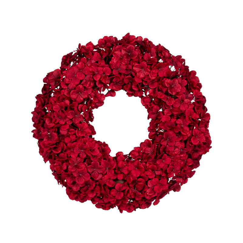 65 CM DEEP RED HYDRANGEA WREATH