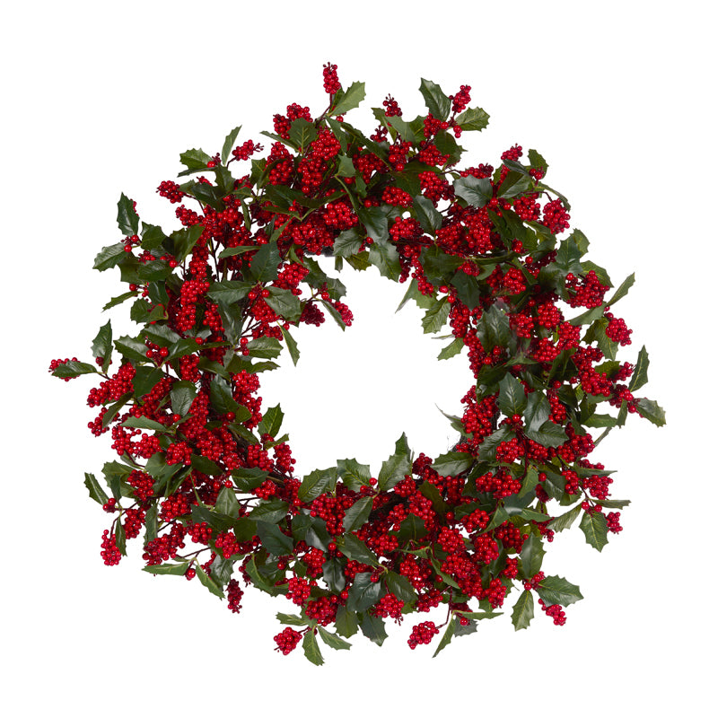 71 CM NATURAL HOLLY BERRY FOLIAGE WREATH