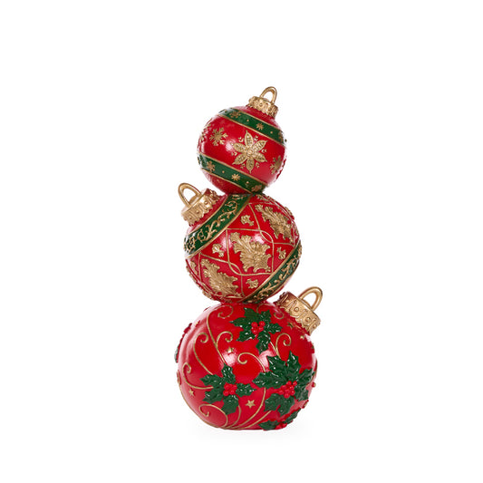 41 CM RED GREEN SNOWFLAKE BAUBLE STACK