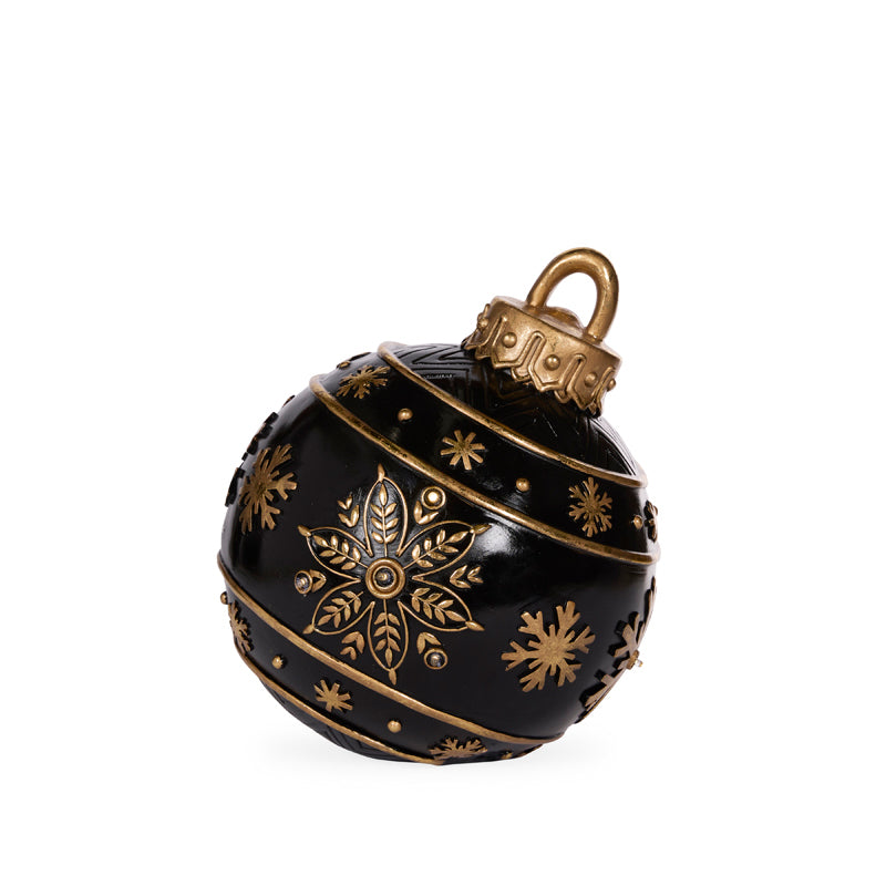 39 CM LED GOLD BLACK SNOWFLAKE BAUBLE DECOR