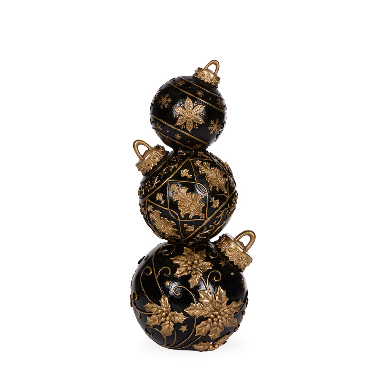 41 CM GOLD BLACK SNOWFLAKE BAUBLE STACK