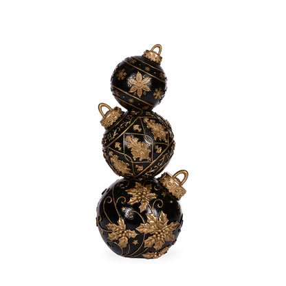 41 CM GOLD BLACK SNOWFLAKE BAUBLE STACK
