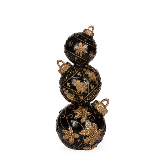 41 CM GOLD BLACK SNOWFLAKE BAUBLE STACK