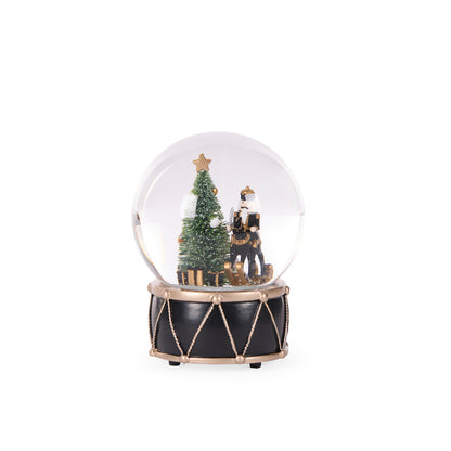 MUSICAL BLACK AND GOLD ROCKING HORSE SNOWGLOBE