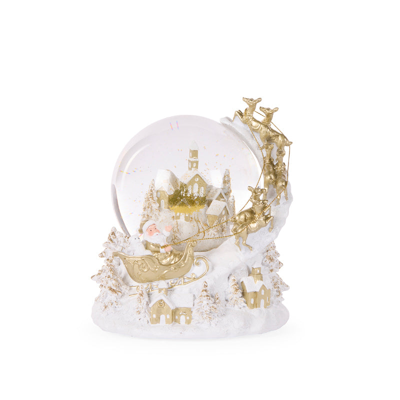 MUSICAL CHAMPAGNE SANTA SLEIGH SNOWGLOBE