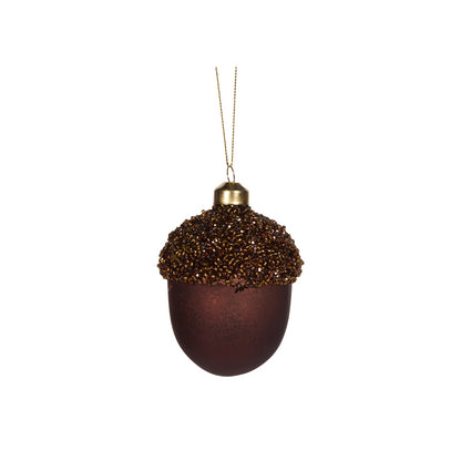 EMBELLISHED BEADED BROWN PINECONE BAUBLE
