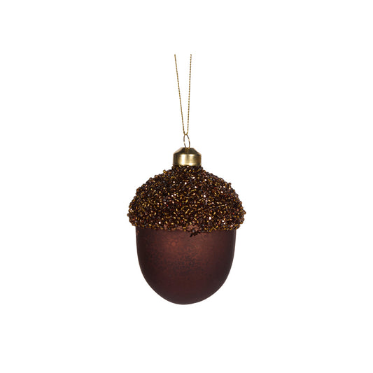 EMBELLISHED BEADED BROWN PINECONE BAUBLE