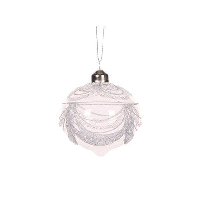 SILVER SCALLOPED GLITTERED ONION BAUBLE
