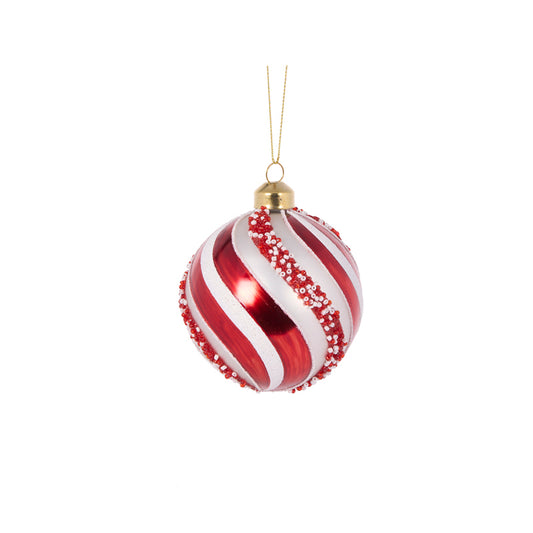 RED PEPPERMINT SWIRL BAUBLE