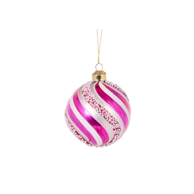 PINK PEPPERMINT SWIRL BAUBLE