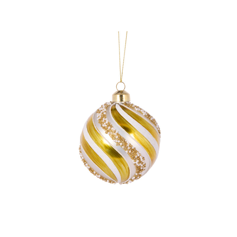 YELLOW PEPPERMINT SWIRL BAUBLE