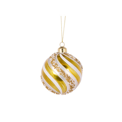 YELLOW PEPPERMINT SWIRL BAUBLE