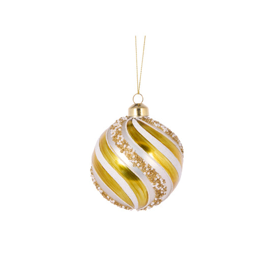 YELLOW PEPPERMINT SWIRL BAUBLE
