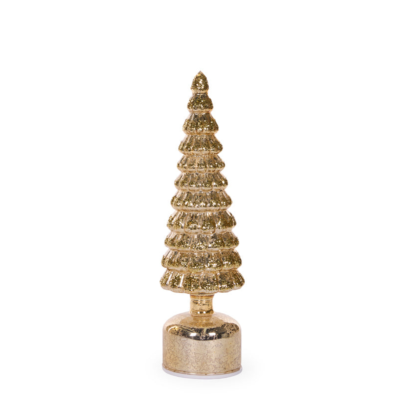 33 CM GOLD MERCURY GLASS ROTATING LED TREE