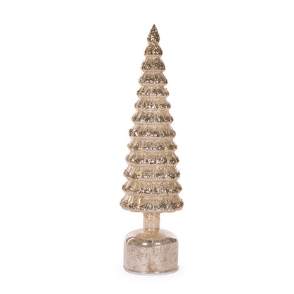 41 CM CHAMPAGNE MERCURY GLASS ROTATING LED TREE