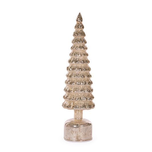 41 CM CHAMPAGNE MERCURY GLASS ROTATING LED TREE