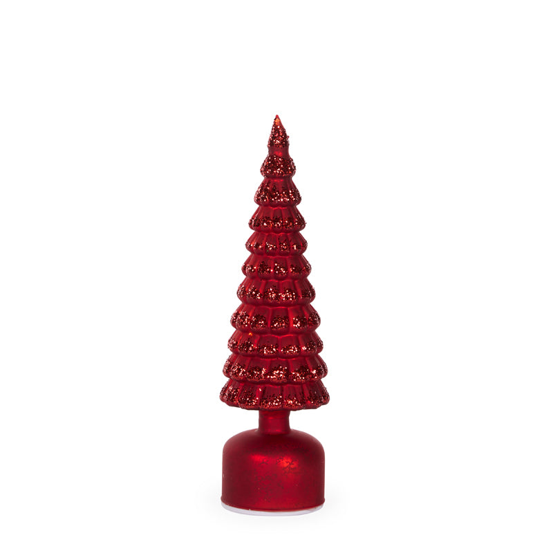 33 CM RED MERCURY GLASS ROTATING LED TREE