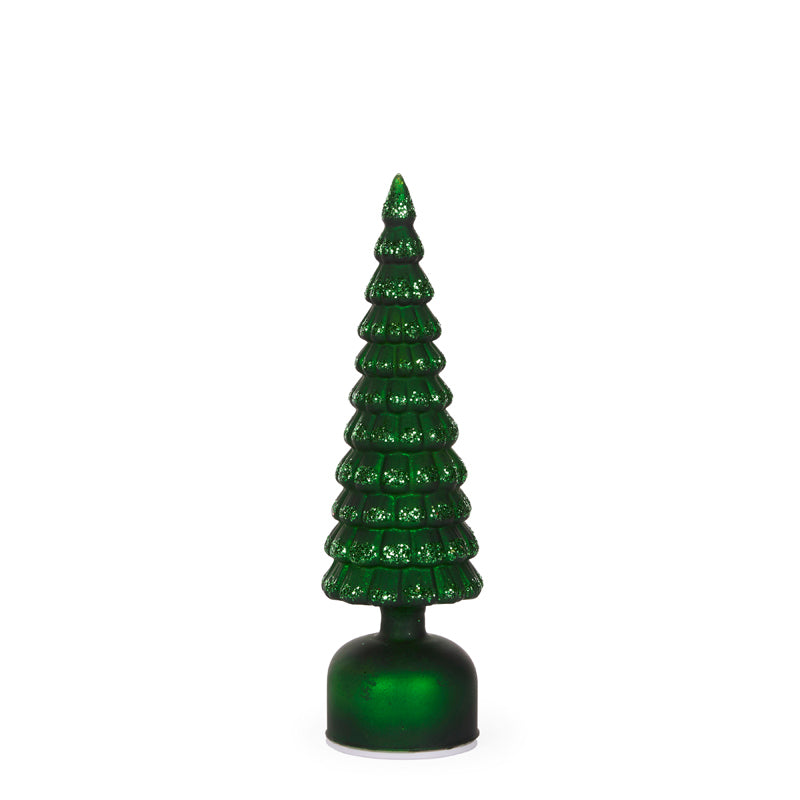 33 CM GREEN MERCURY GLASS ROTATING LED TREE