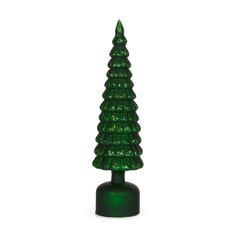 41 CM GREEN MERCURY GLASS ROTATING LED TREE