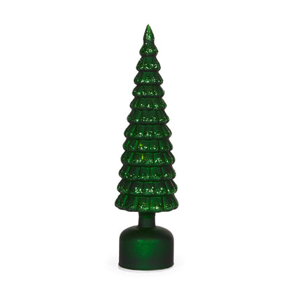 41 CM GREEN MERCURY GLASS ROTATING LED TREE